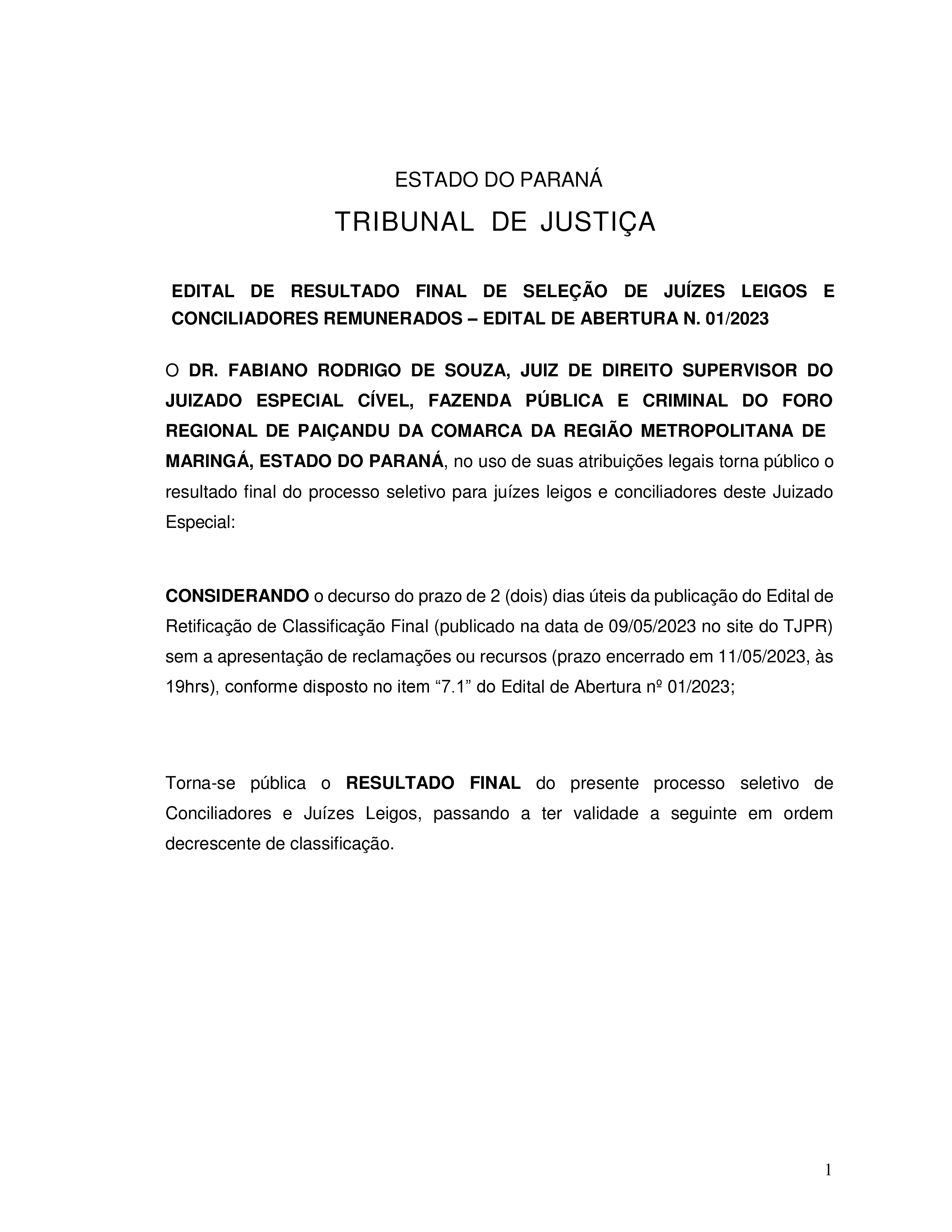 Disponibilizado em 15/05/2023